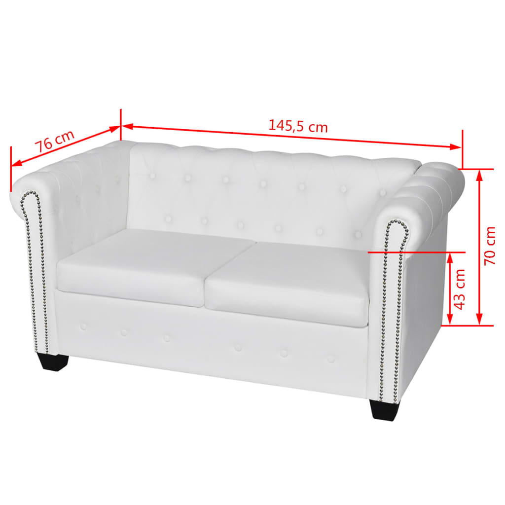 vidaXL Chesterfield-Sofas 2-Sitzer und 3-Sitzer Kunstleder Weiß