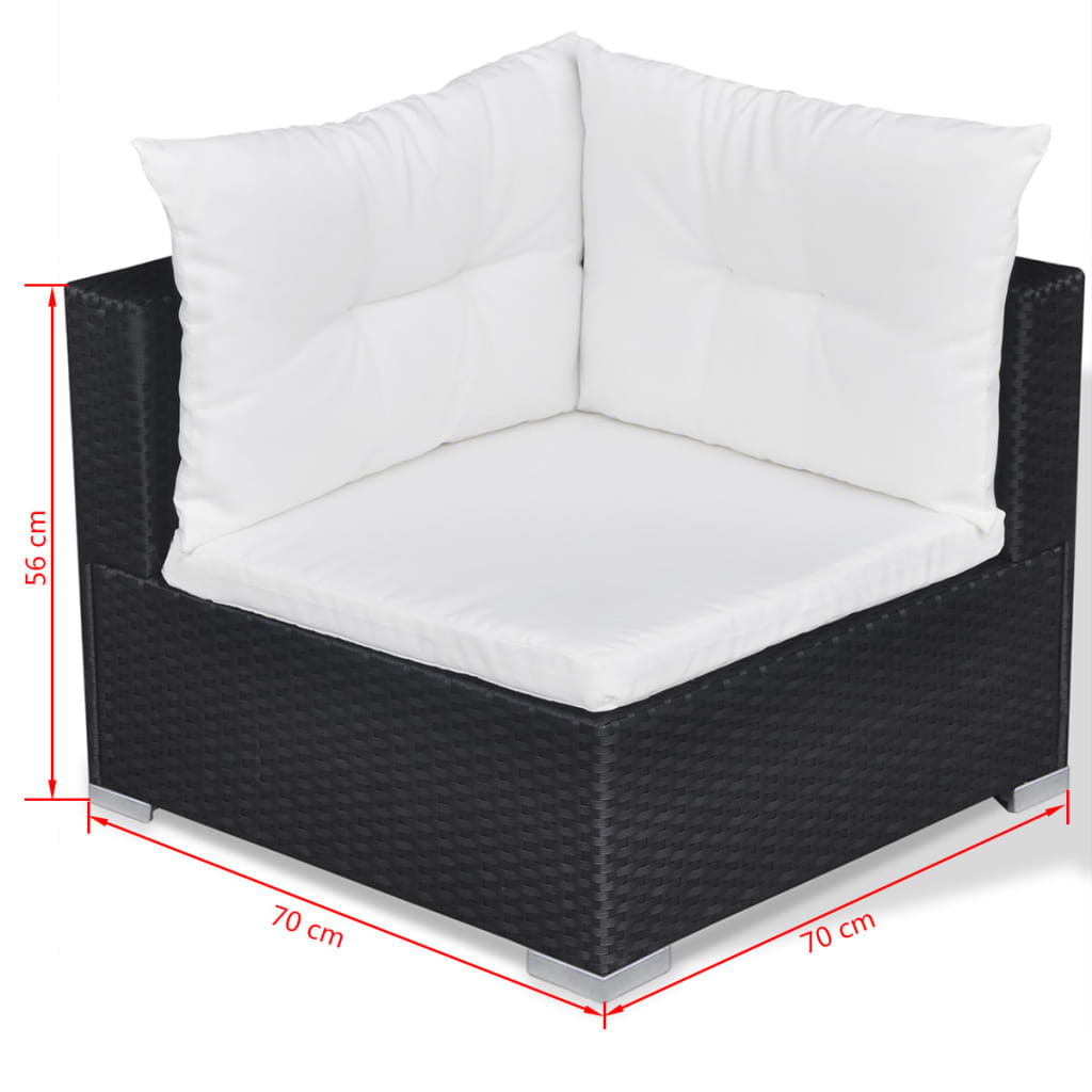 10-tlg. Garten-Lounge-Set mit Auflagen Poly Rattan Schwarz