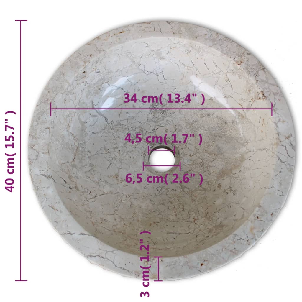 Mramorni umivaonik 40 cm krem