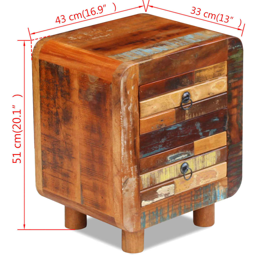 Bedside table old wood 43x33x51 cm