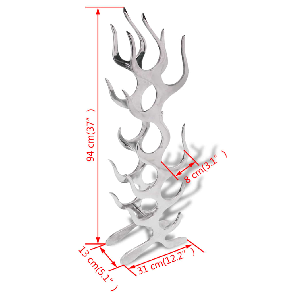 Weinregal Flammenform Aluminium Silber 9 Flaschen