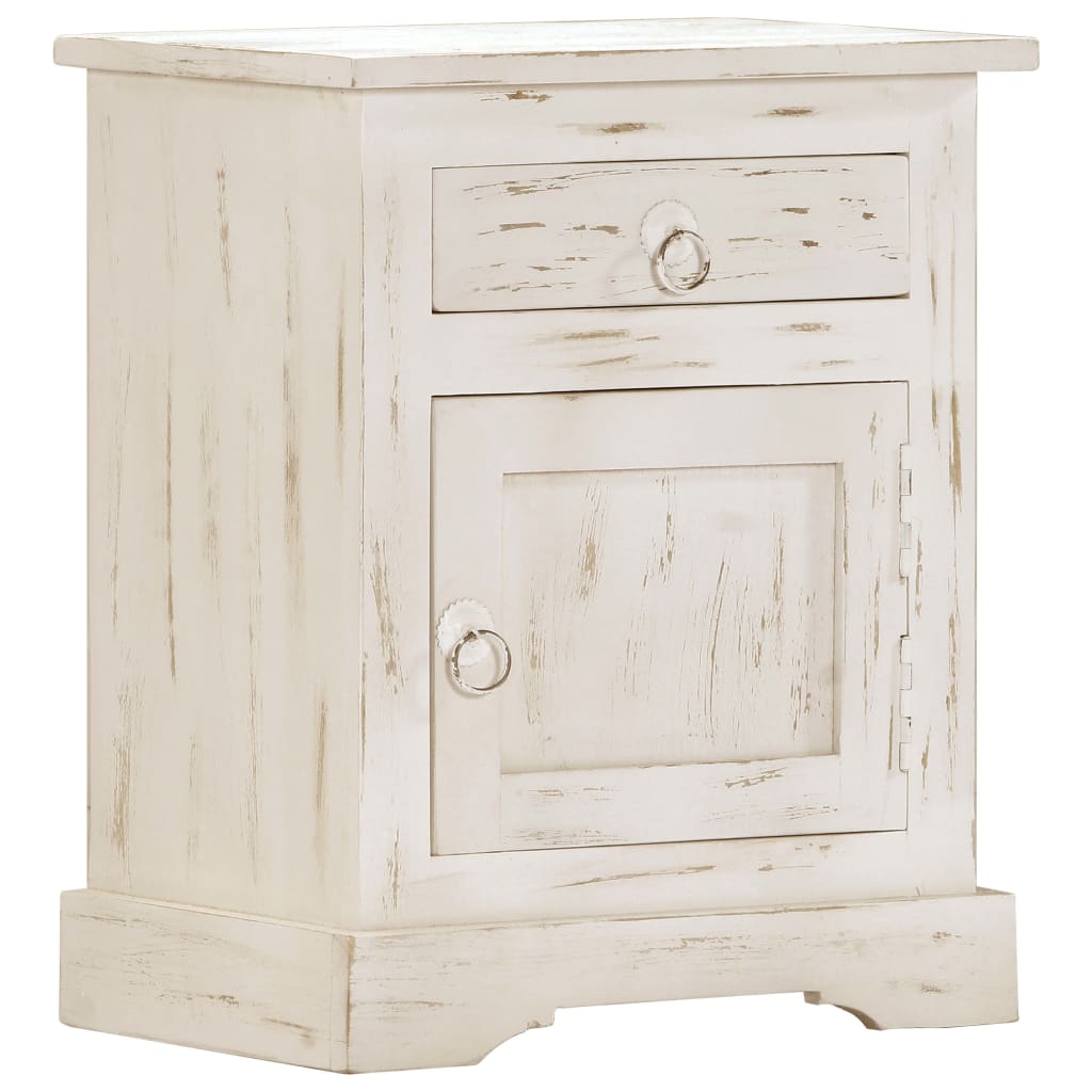 Bedside table white 40×30×50 cm solid mango wood