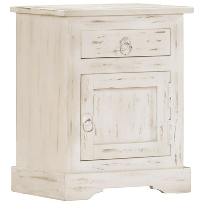 Bedside table white 40×30×50 cm solid mango wood