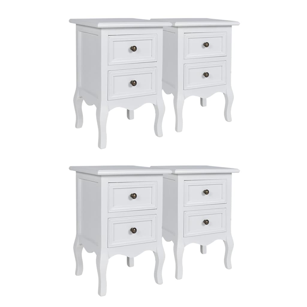 Bedside tables 4 pieces with 2 drawers white MDF