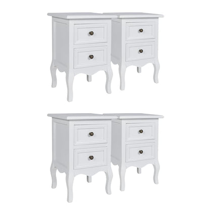 Bedside tables 4 pieces with 2 drawers white MDF