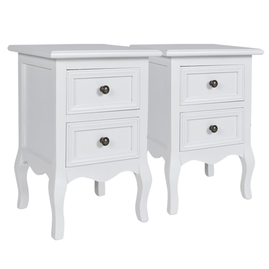 Bedside tables 4 pieces with 2 drawers white MDF