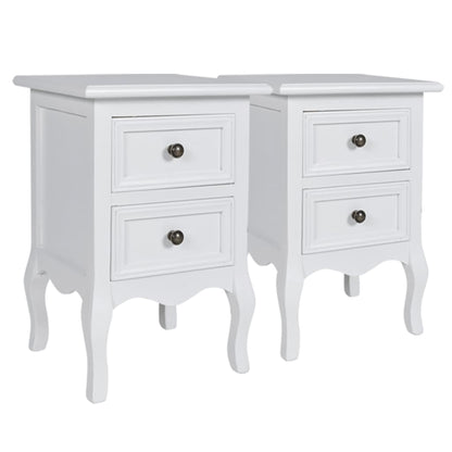 Bedside tables 4 pieces with 2 drawers white MDF