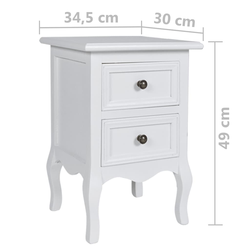 Bedside tables 4 pieces with 2 drawers white MDF