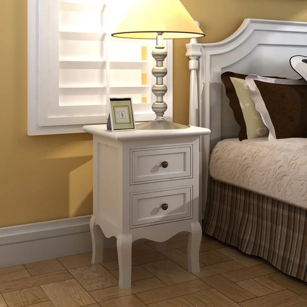 Bedside tables 4 pieces with 2 drawers white MDF