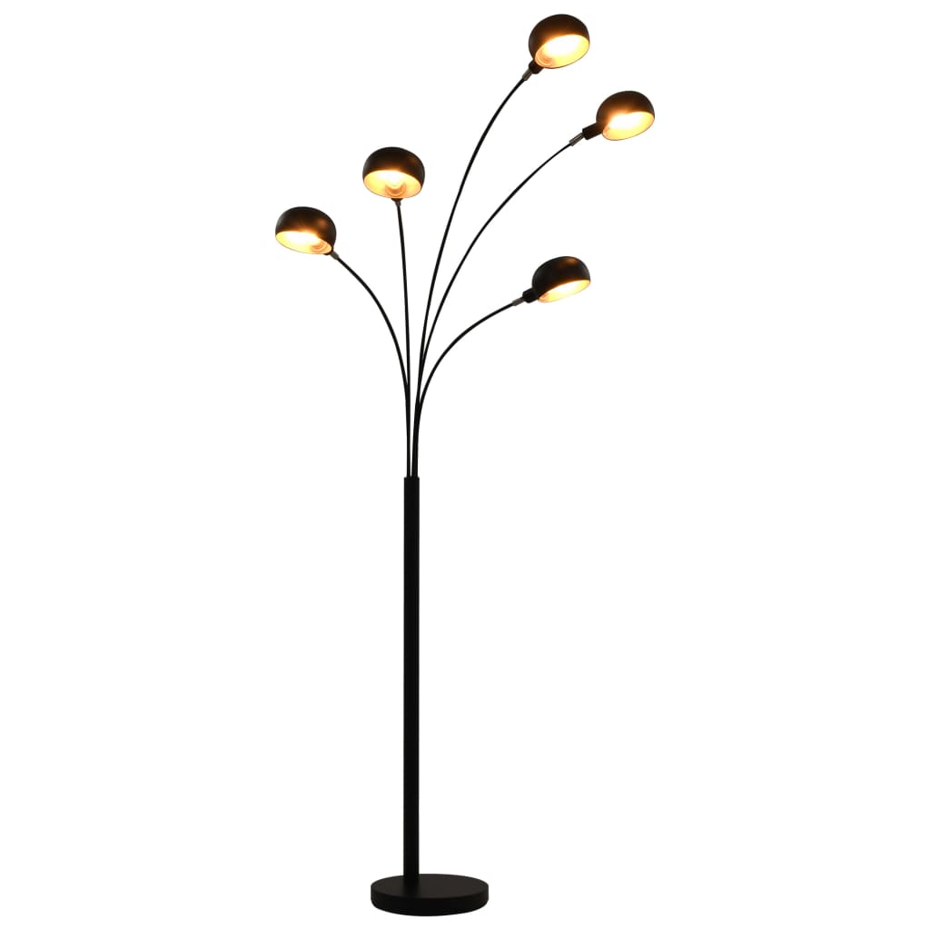 Stehlampe 200 cm 5 x E14 Schwarz und Golden