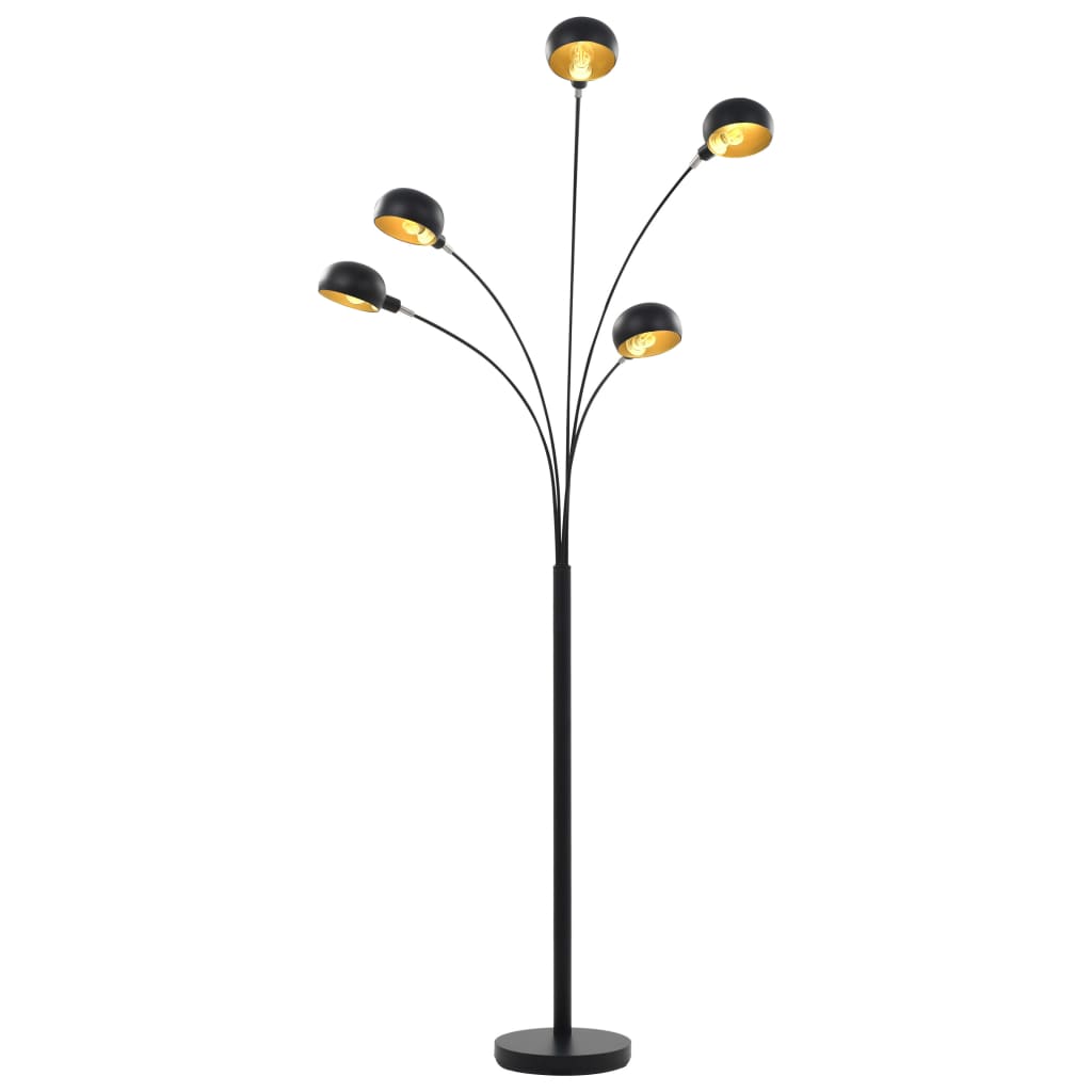 Stehlampe 200 cm 5 x E14 Schwarz und Golden