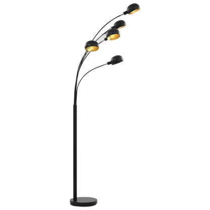 Stehlampe 200 cm 5 x E14 Schwarz und Golden