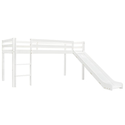 Children's loft bed frame with slide &amp; ladder pinewood 97x208cm