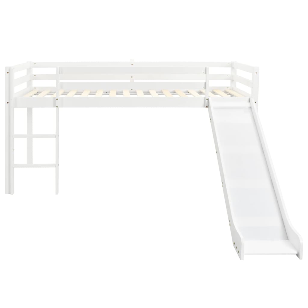 Children's loft bed frame with slide &amp; ladder pinewood 97x208cm