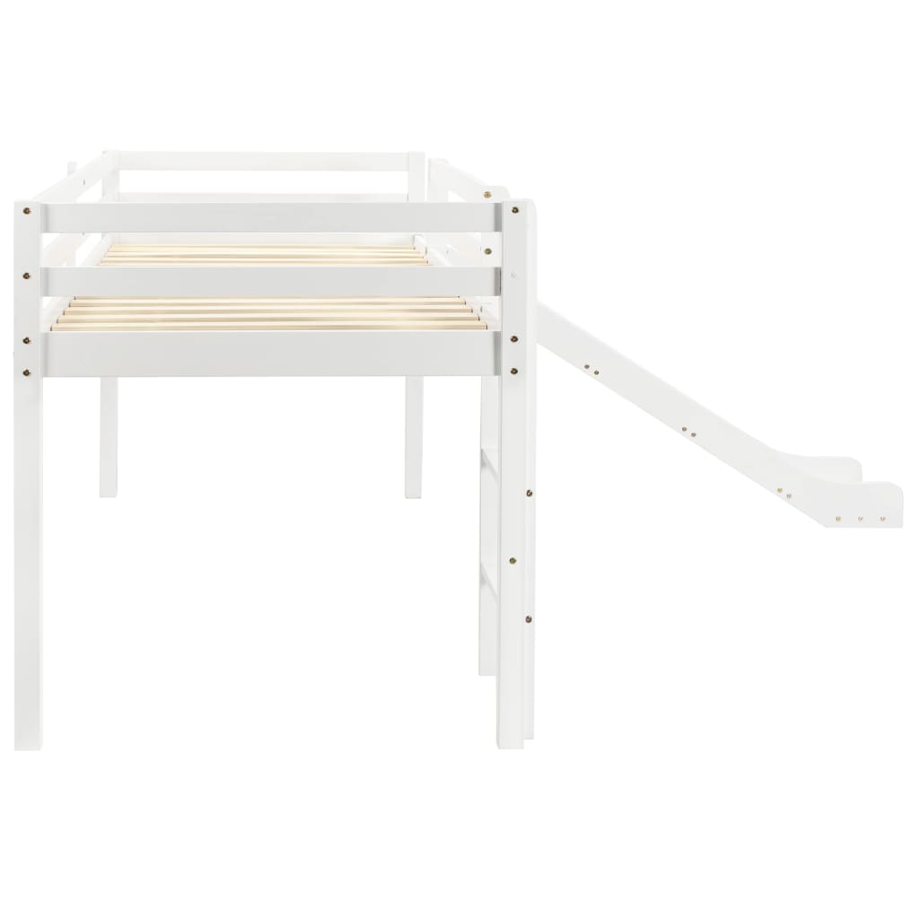 Children's loft bed frame with slide &amp; ladder pinewood 97x208cm