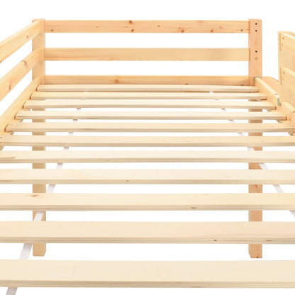 Children's loft bed frame with slide &amp; ladder pinewood 97x208cm