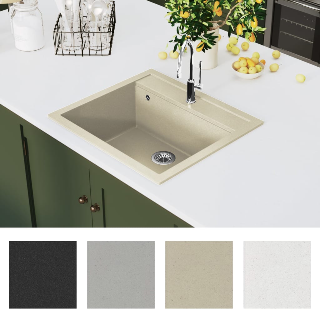 Granitspüle Einzelbecken Beige