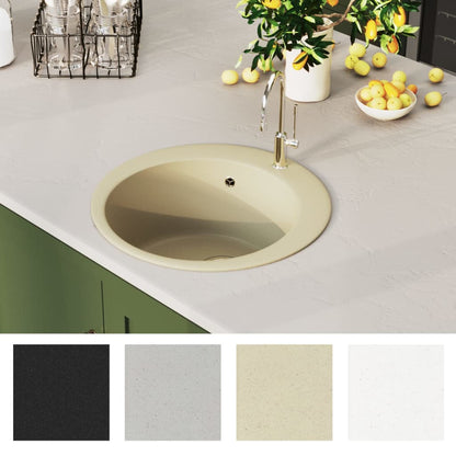 Granitspüle Einzelbecken Rund Beige