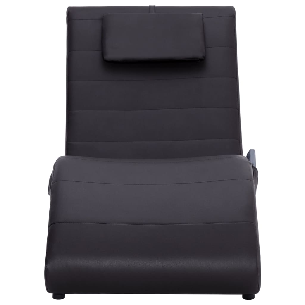 Massage Chaiselongue mit Kissen Braun Kunstleder