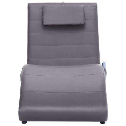 Massage Chaiselongue mit Kissen Grau Kunstleder