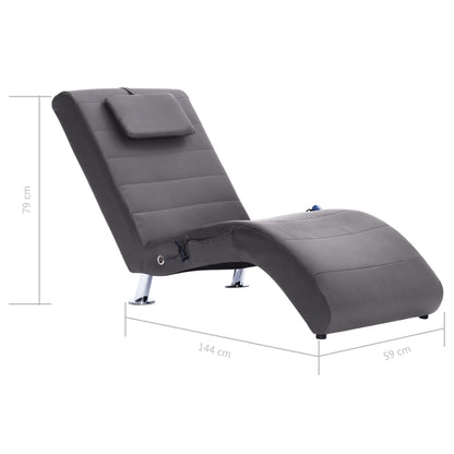 Massage Chaiselongue mit Kissen Grau Kunstleder