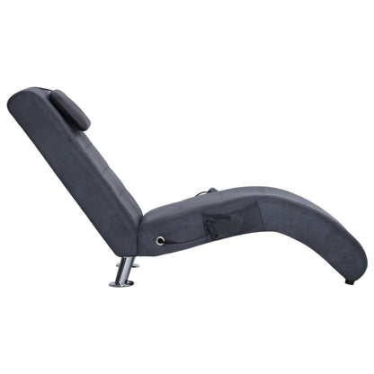 Massage Chaiselongue mit Kissen Grau Wildleder-Optik