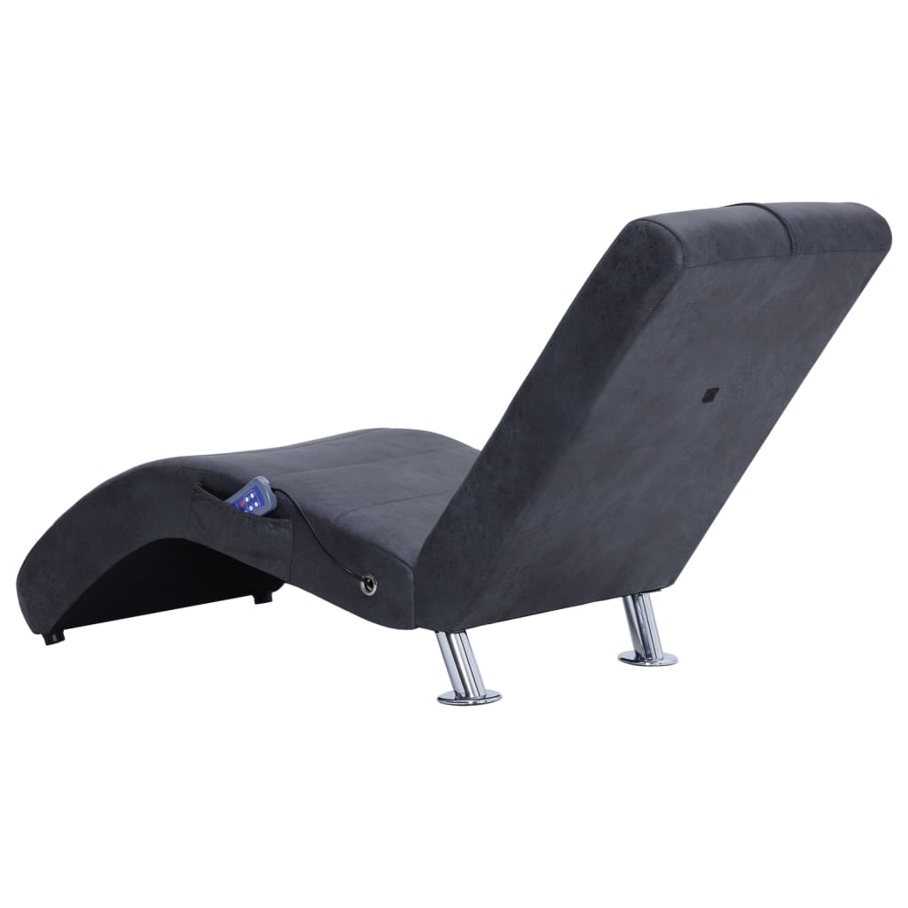 Massage Chaiselongue mit Kissen Grau Wildleder-Optik