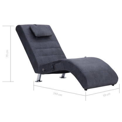 Massage Chaiselongue mit Kissen Grau Wildleder-Optik