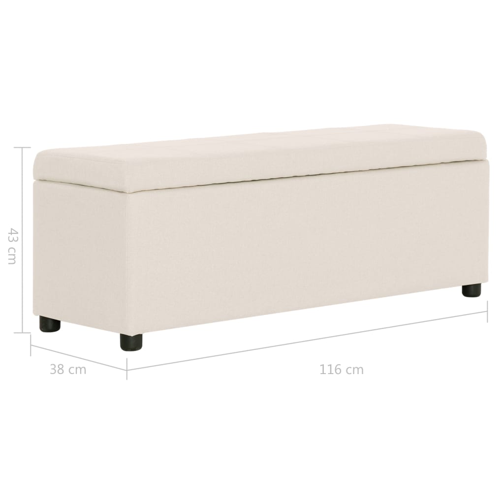 Bank mit Staufach 116 cm Creme Polyester