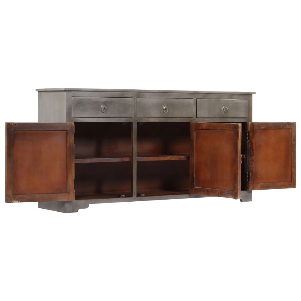 Sideboard Grau 160x40x80 cm Massivholz Mango