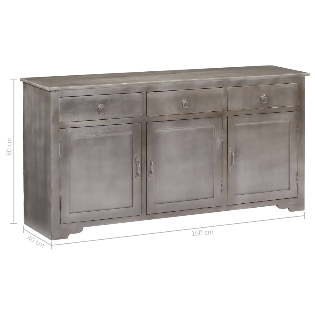 Sideboard Grau 160x40x80 cm Massivholz Mango