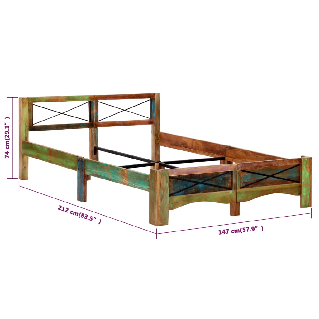 Massivholzbett ohne Matratze Altholz 140x200 cm