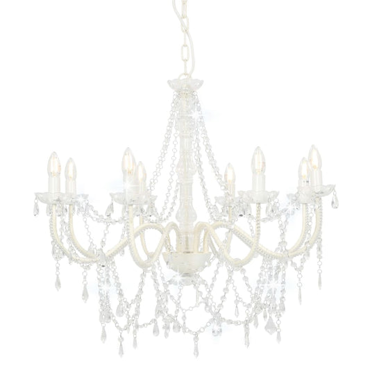 Chandelier with pearls white 8 x E14 sockets