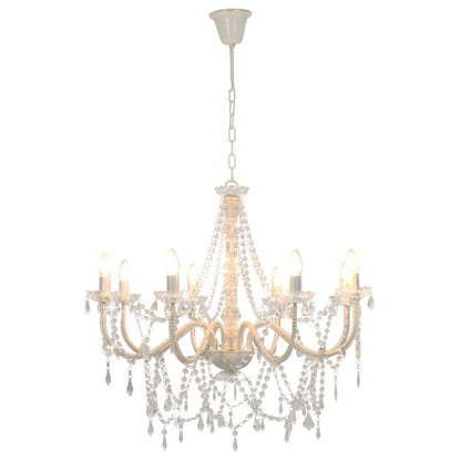 Chandelier with pearls white 8 x E14 sockets