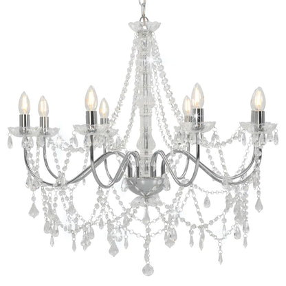 Chandelier with pearls silver 8 x E14 sockets