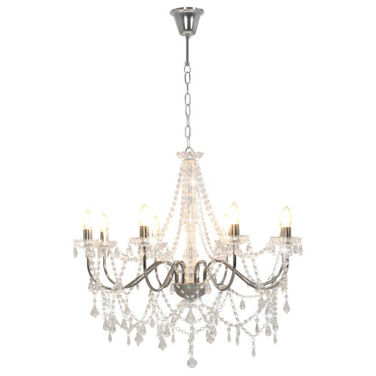 Chandelier with pearls silver 8 x E14 sockets