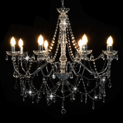 Chandelier with pearls silver 8 x E14 sockets