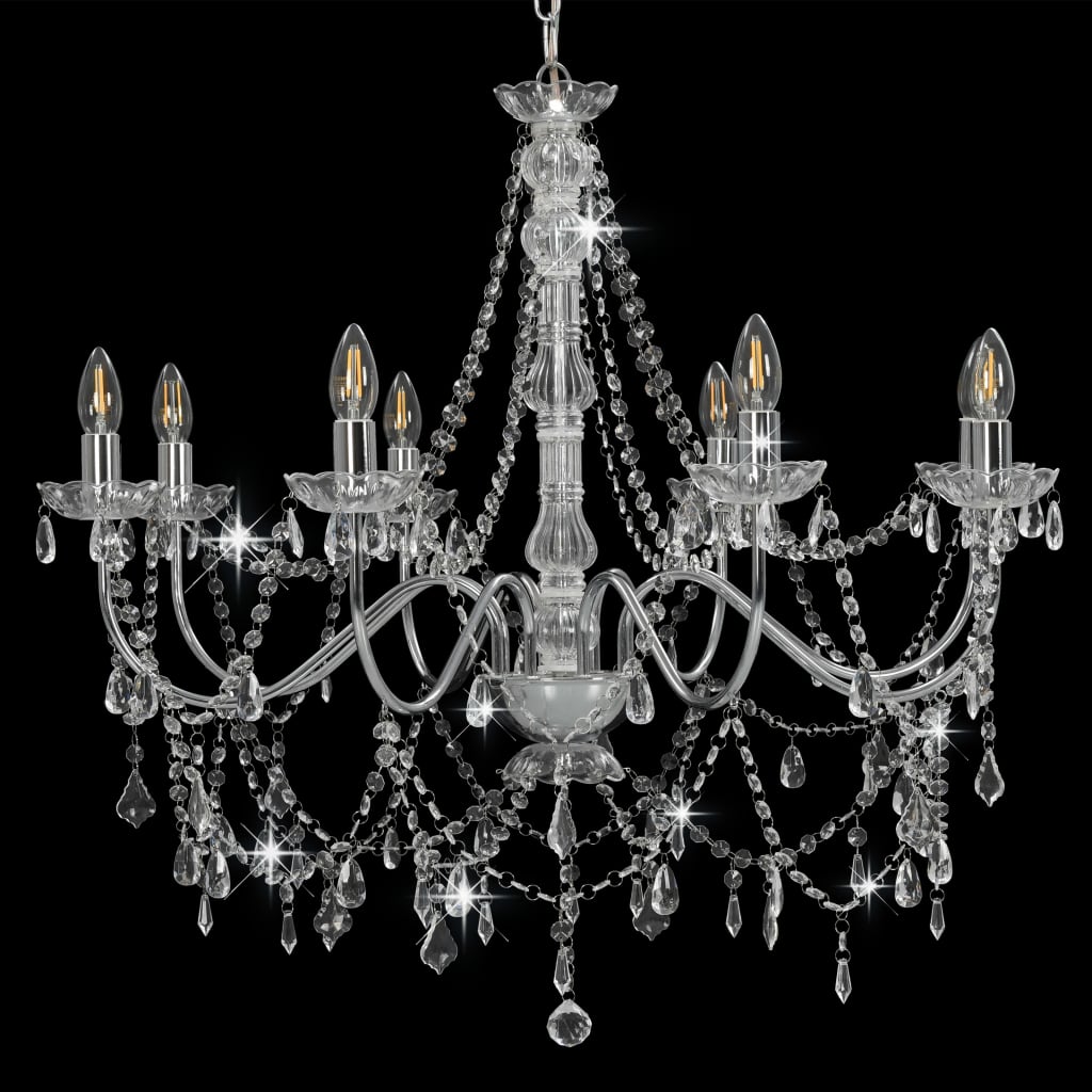 Chandelier with pearls silver 8 x E14 sockets