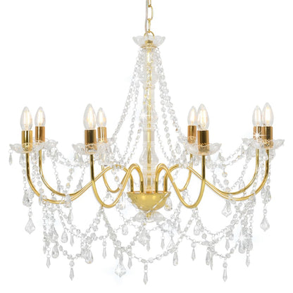 Chandelier with pearls Golden 8 x E14 sockets