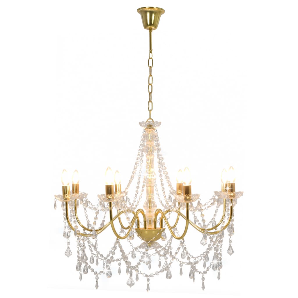 Chandelier with pearls Golden 8 x E14 sockets