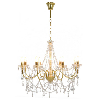 Chandelier with pearls Golden 8 x E14 sockets