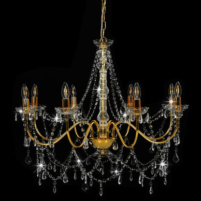 Chandelier with pearls Golden 8 x E14 sockets