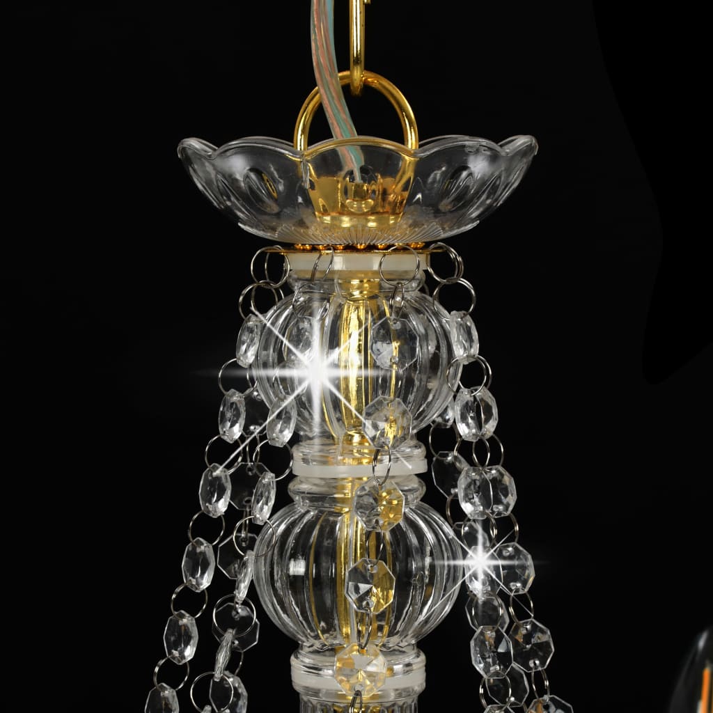 Chandelier with pearls Golden 8 x E14 sockets