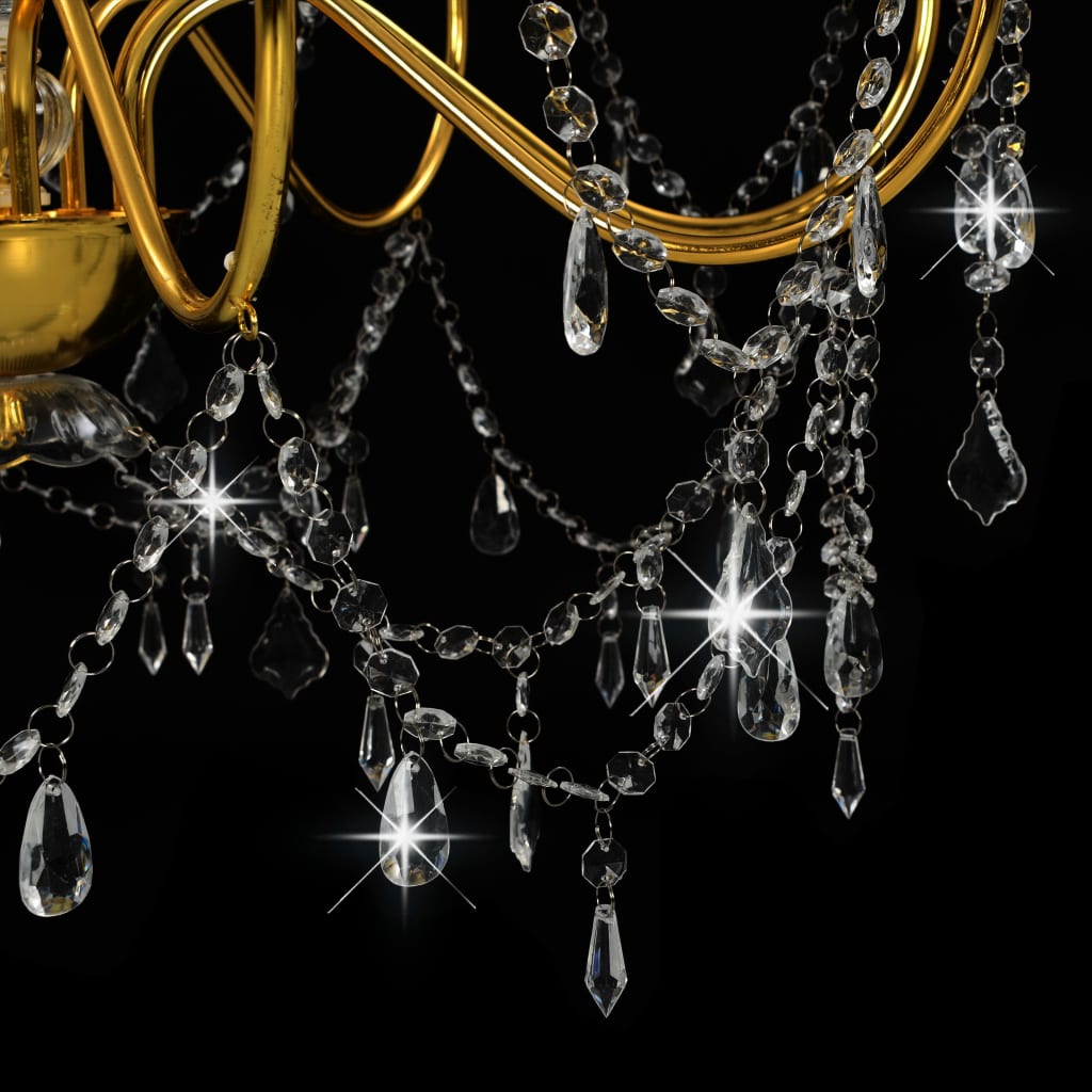 Chandelier with pearls Golden 8 x E14 sockets