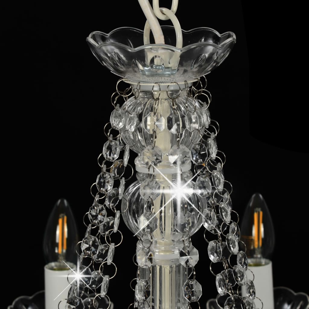 Chandelier with pearls white 12 x E14 sockets