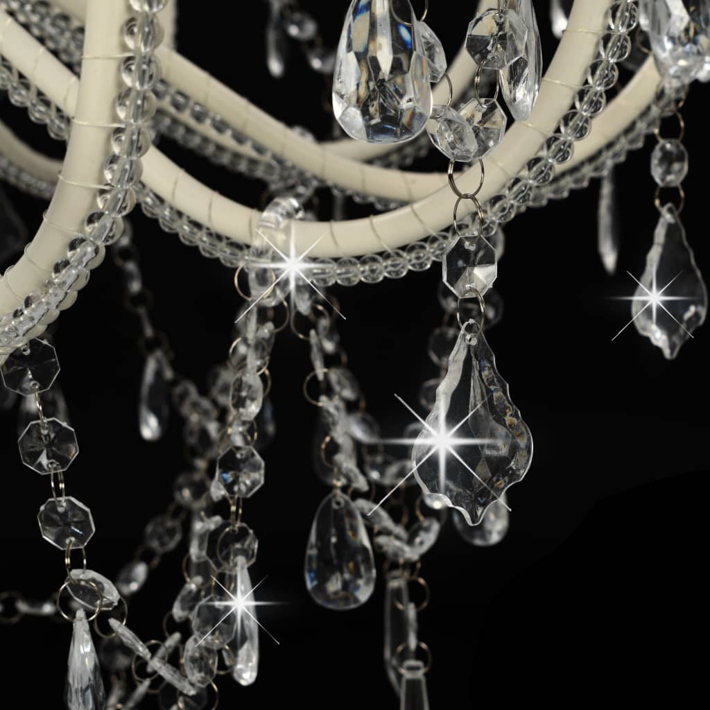 Chandelier with pearls white 12 x E14 sockets