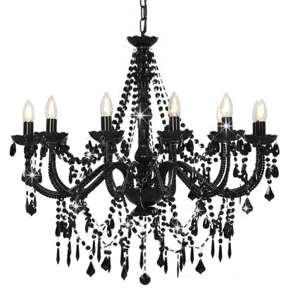 Chandelier with pearls Black 12 × E14 sockets