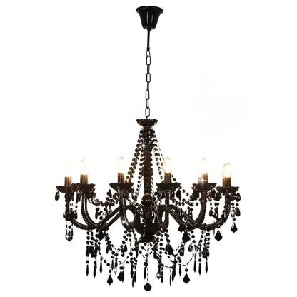 Chandelier with pearls Black 12 × E14 sockets