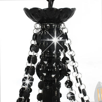 Chandelier with pearls Black 12 × E14 sockets