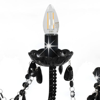 Chandelier with pearls Black 12 × E14 sockets